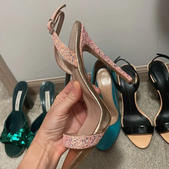 Giuseppe Zanotti iconic Sophie heels pink glitter genuine leather